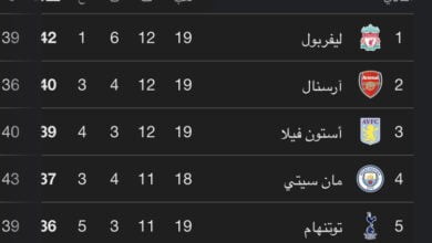 ترتيب الدوري الإنجليزي: ليفربول يتصدر، تليه أرسنال، استون فيلا، مانشستر سيتي وتوتنهام | حدث نيوز