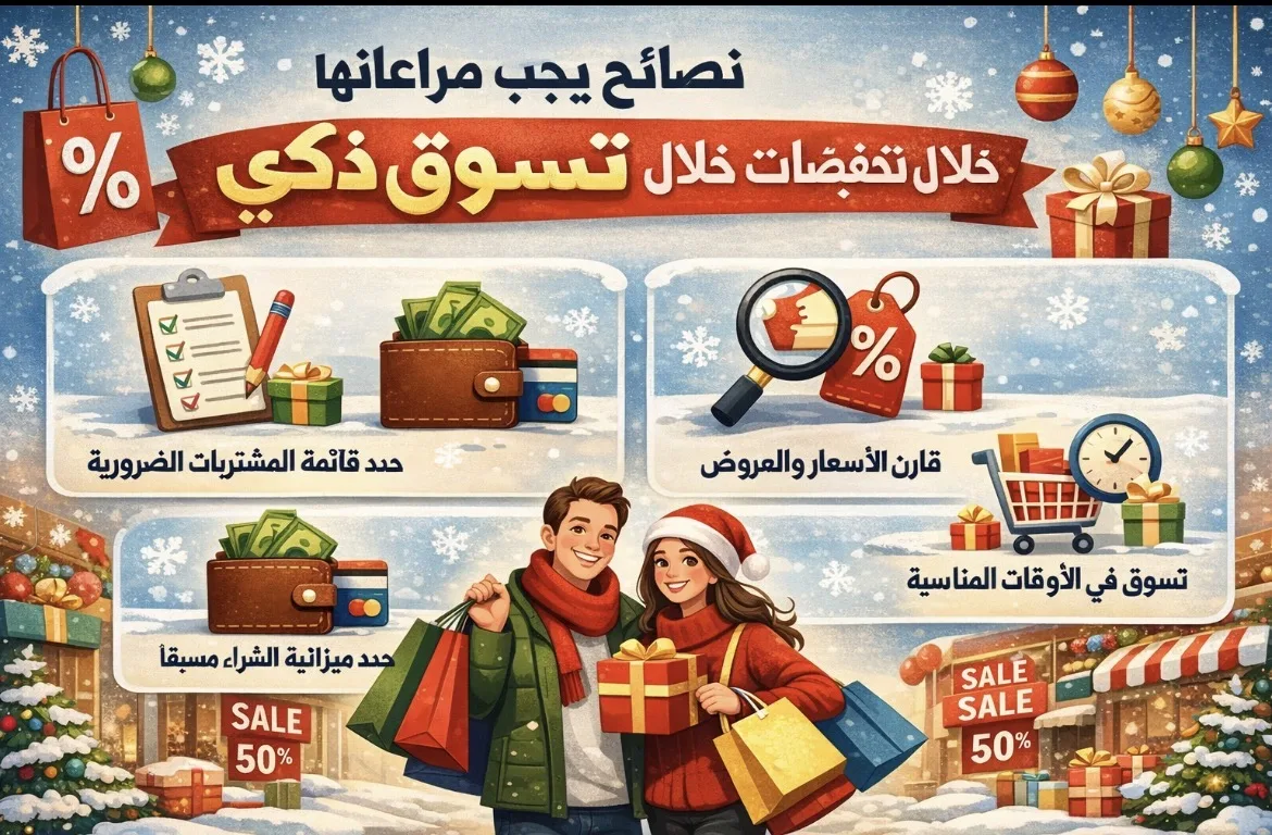 12949نصائح يجب مراعاتها لـ تسوق ذكي خلال تخفيضات نھایة العام نصائح يجب مراعاتها لـ تسوق ذكي خلال تخفيضات نھایة العام
